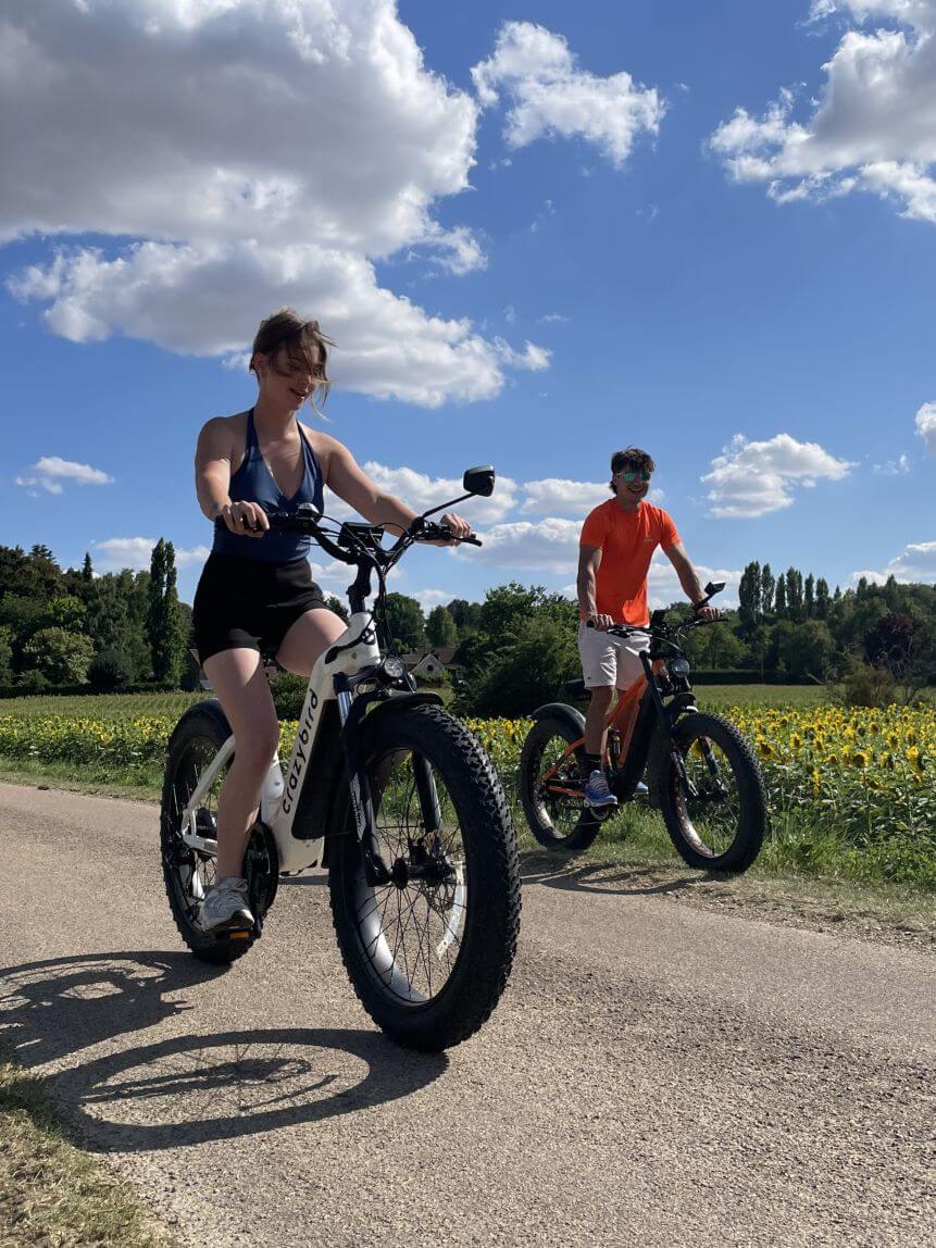 Fat bike électrique en pleine nature près de Fontainebleau